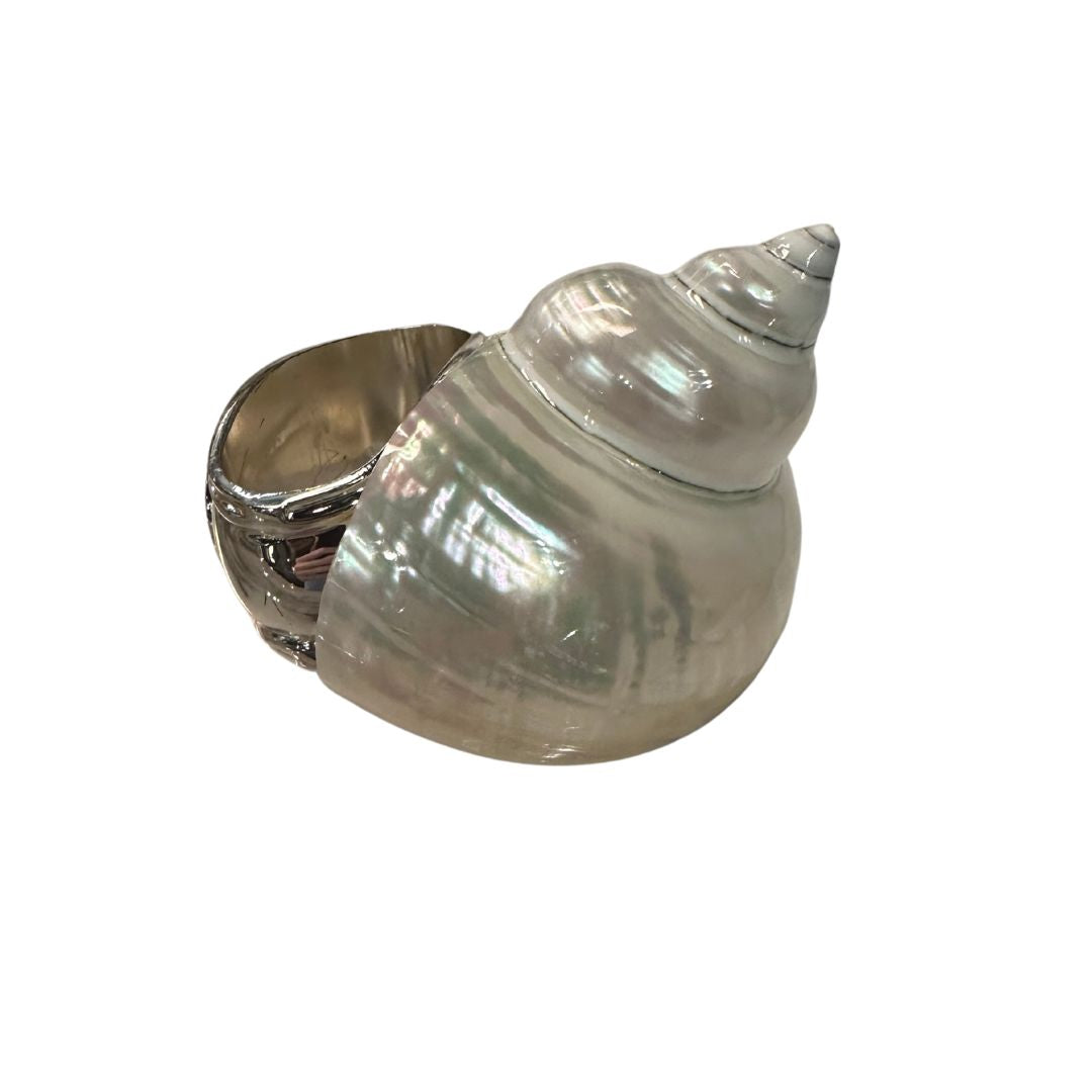 Pair of Shell and Silver Napkin Rings