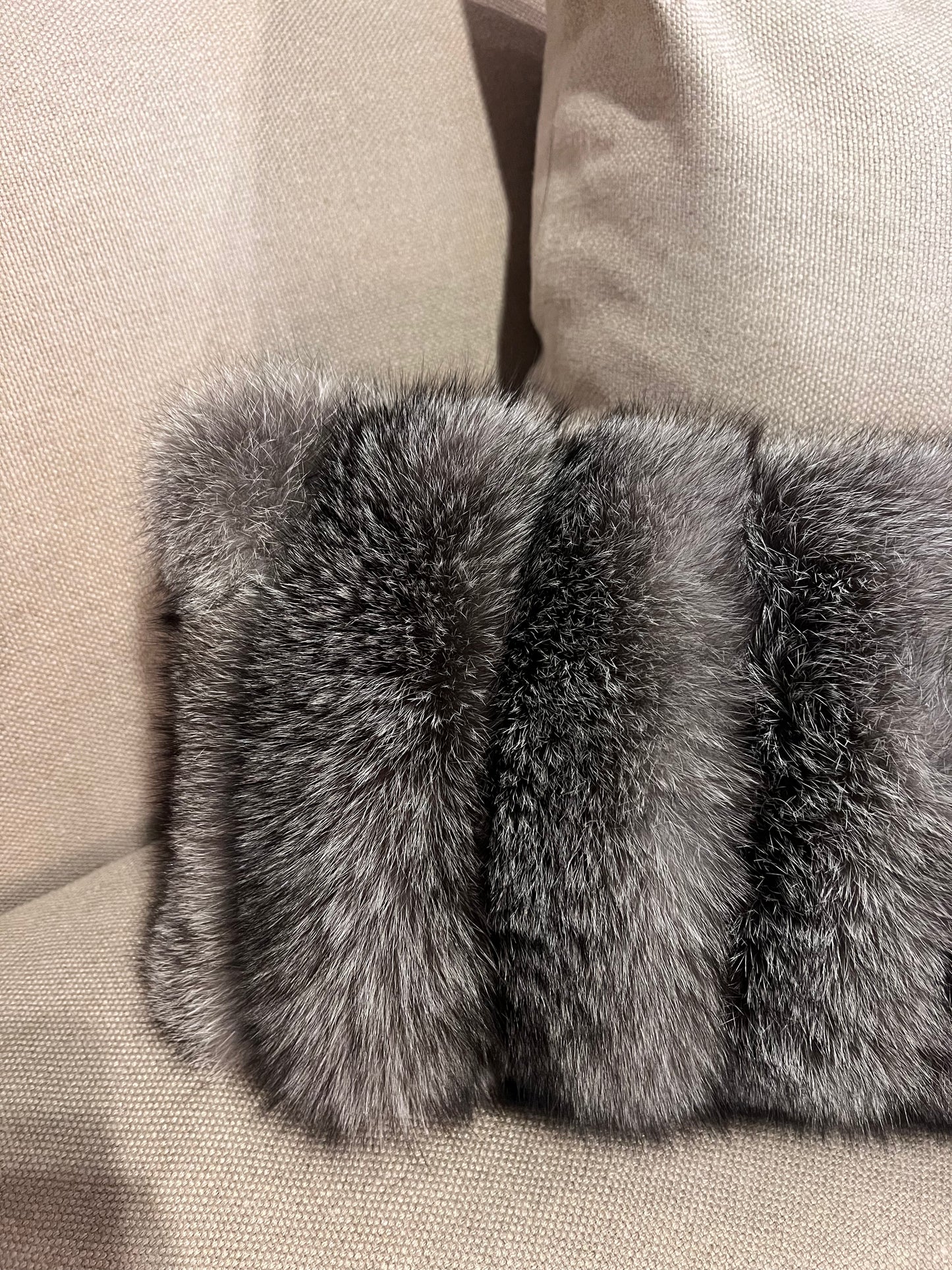 Ashy Colored Fox Fur Channeled Lumbar
