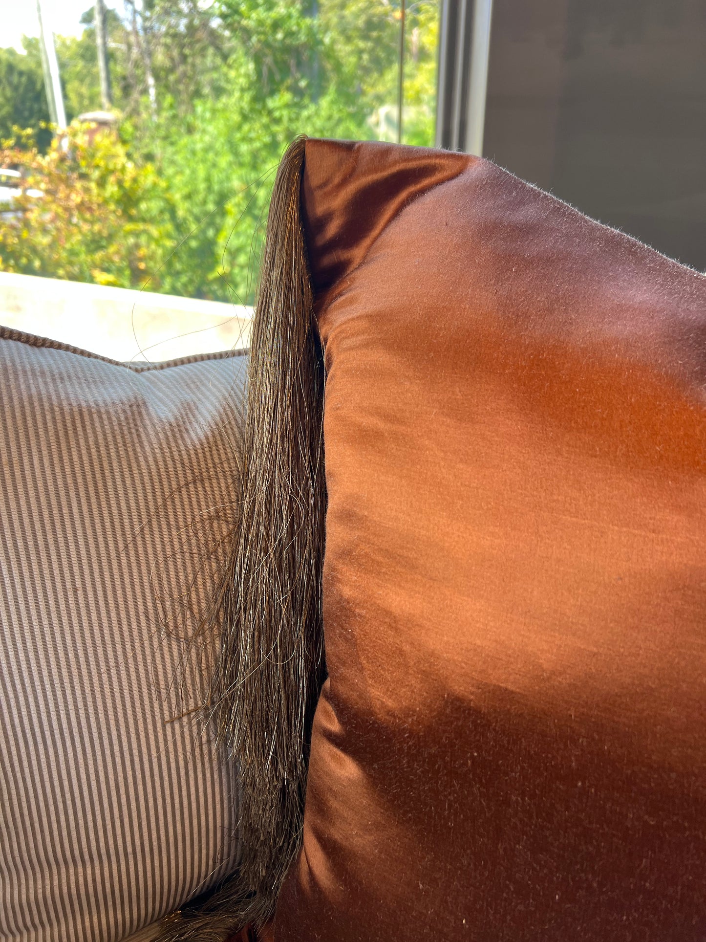 Custom Copper Silk Throw Pillow with Fringe