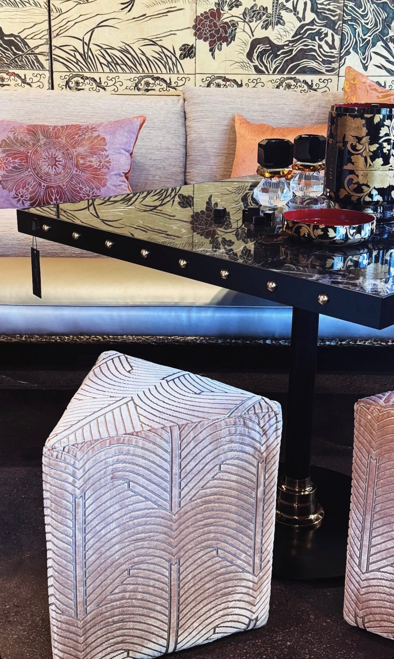 LEE #9540-00 Triangle Ottomans with Pink Custom fabric