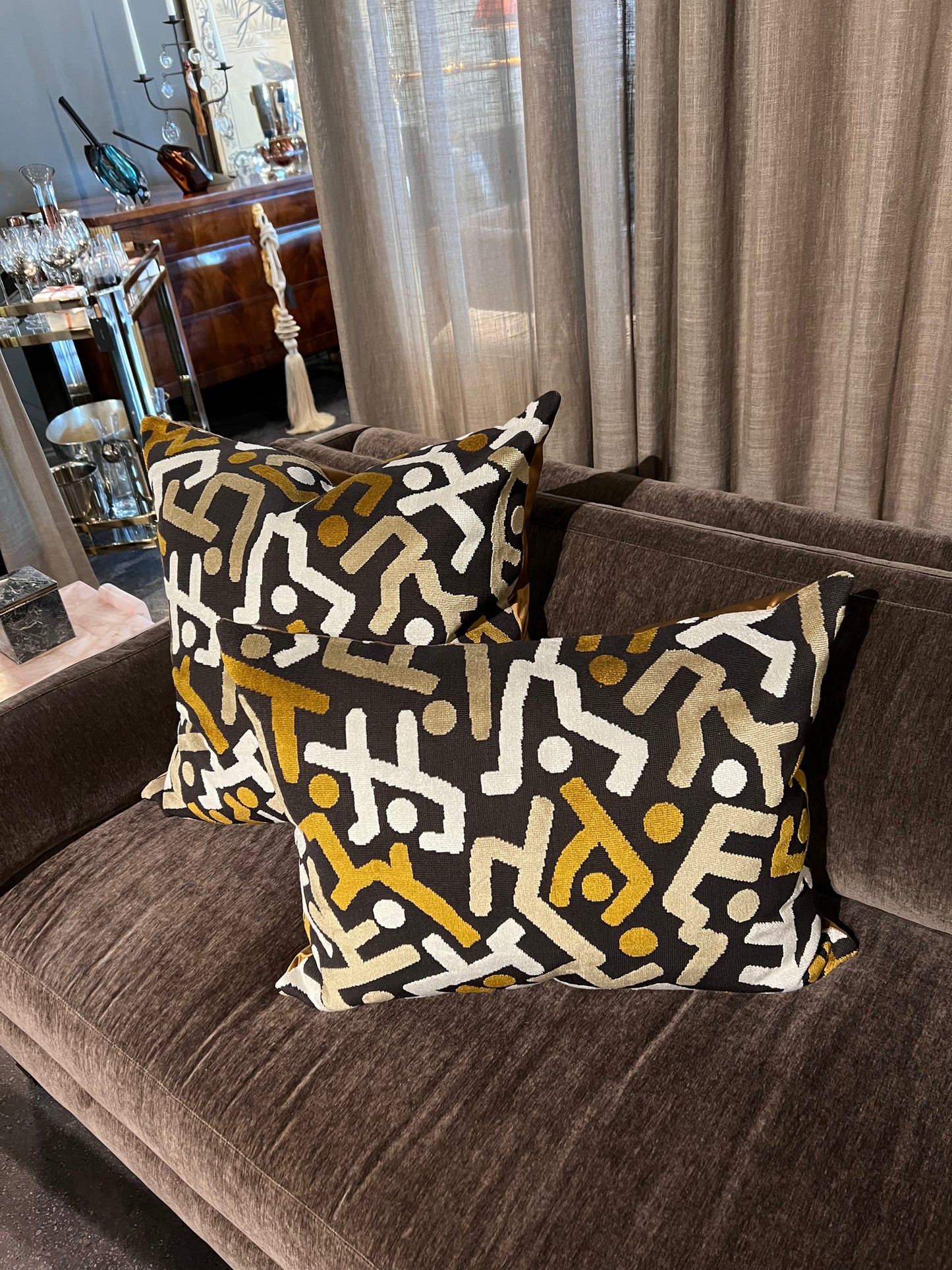 Custom Abstract with Gold Silk Back Throw Pillow