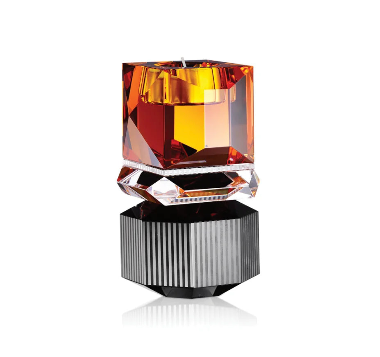 Dakota Amber/Clear/Black Tealight Holder