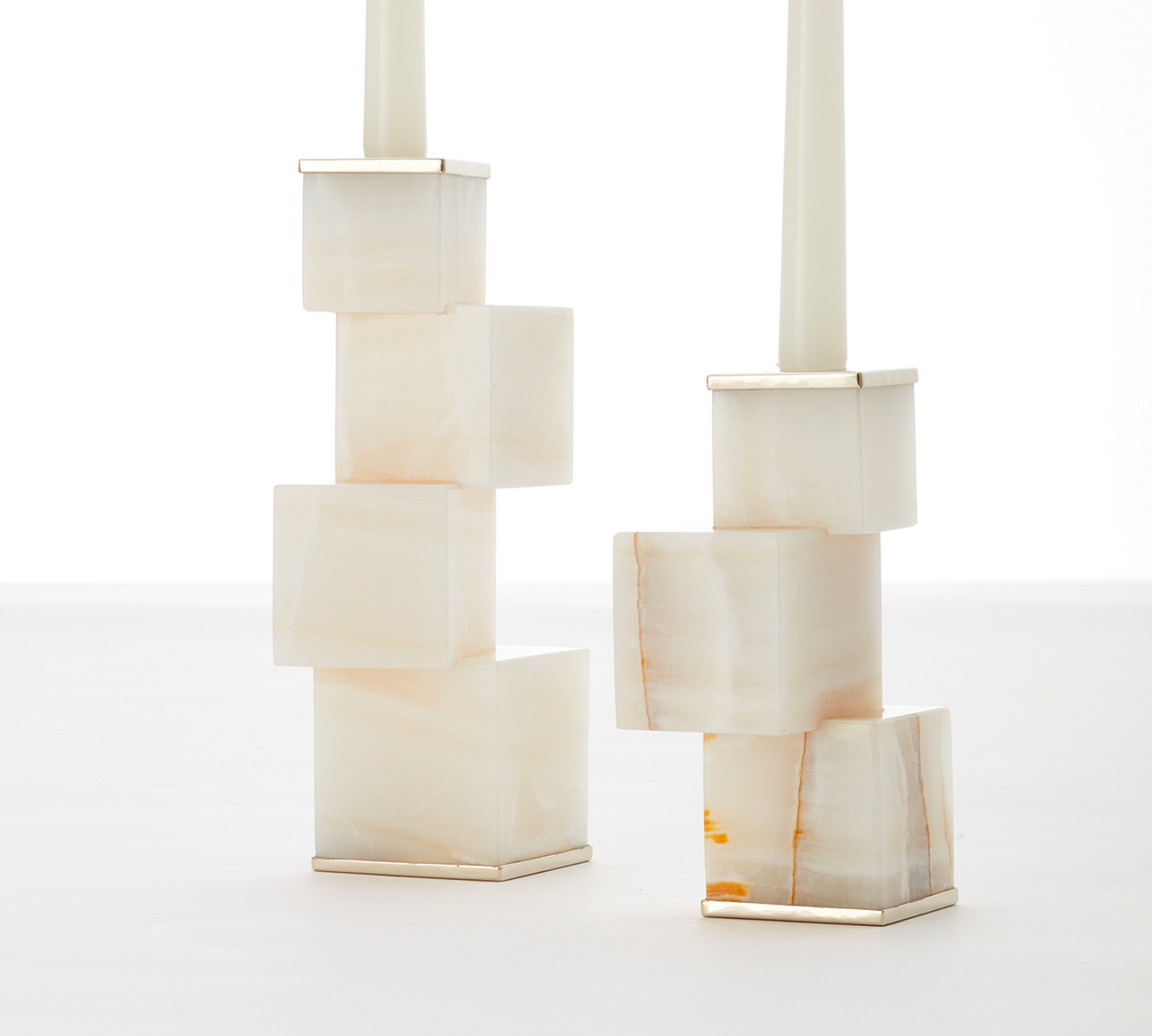 Short Cream Stacked Candlestick