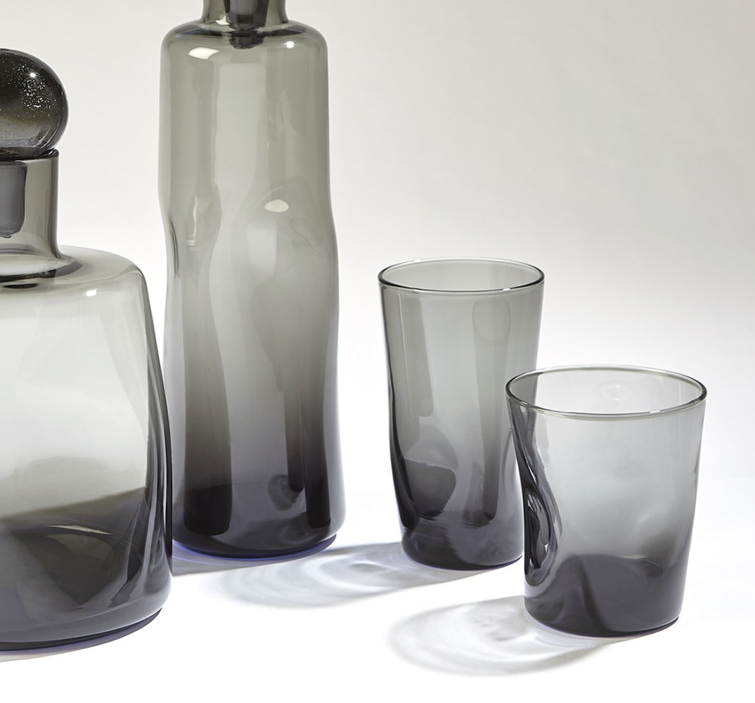 Pinched Grey Water Glasses