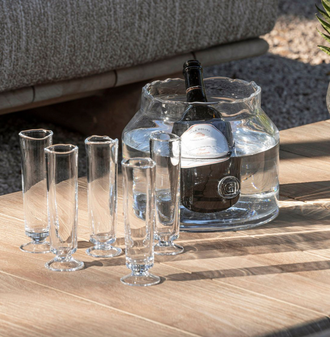 Grey Glass Champagne Flutes