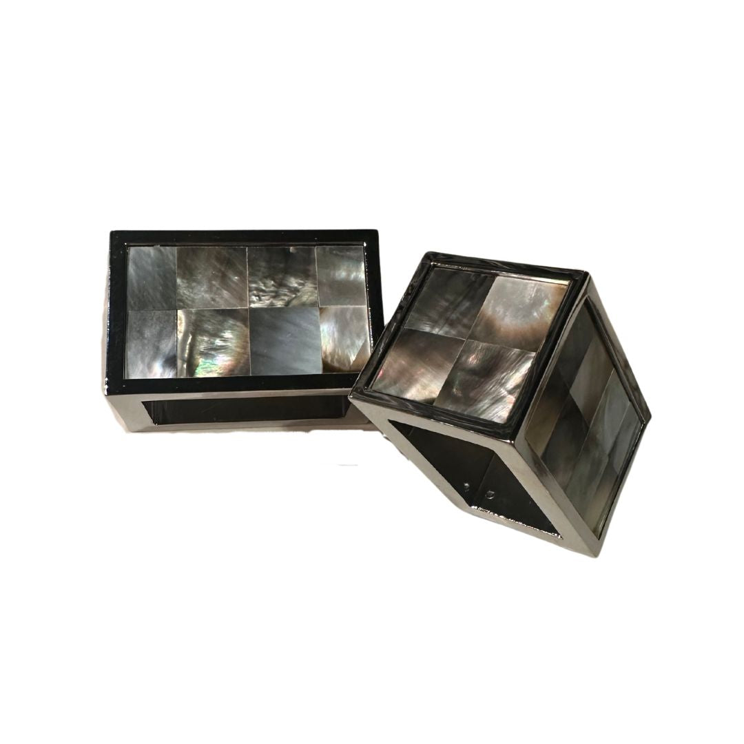 Pair of Mother of Pearl and Silver Napkin Rings