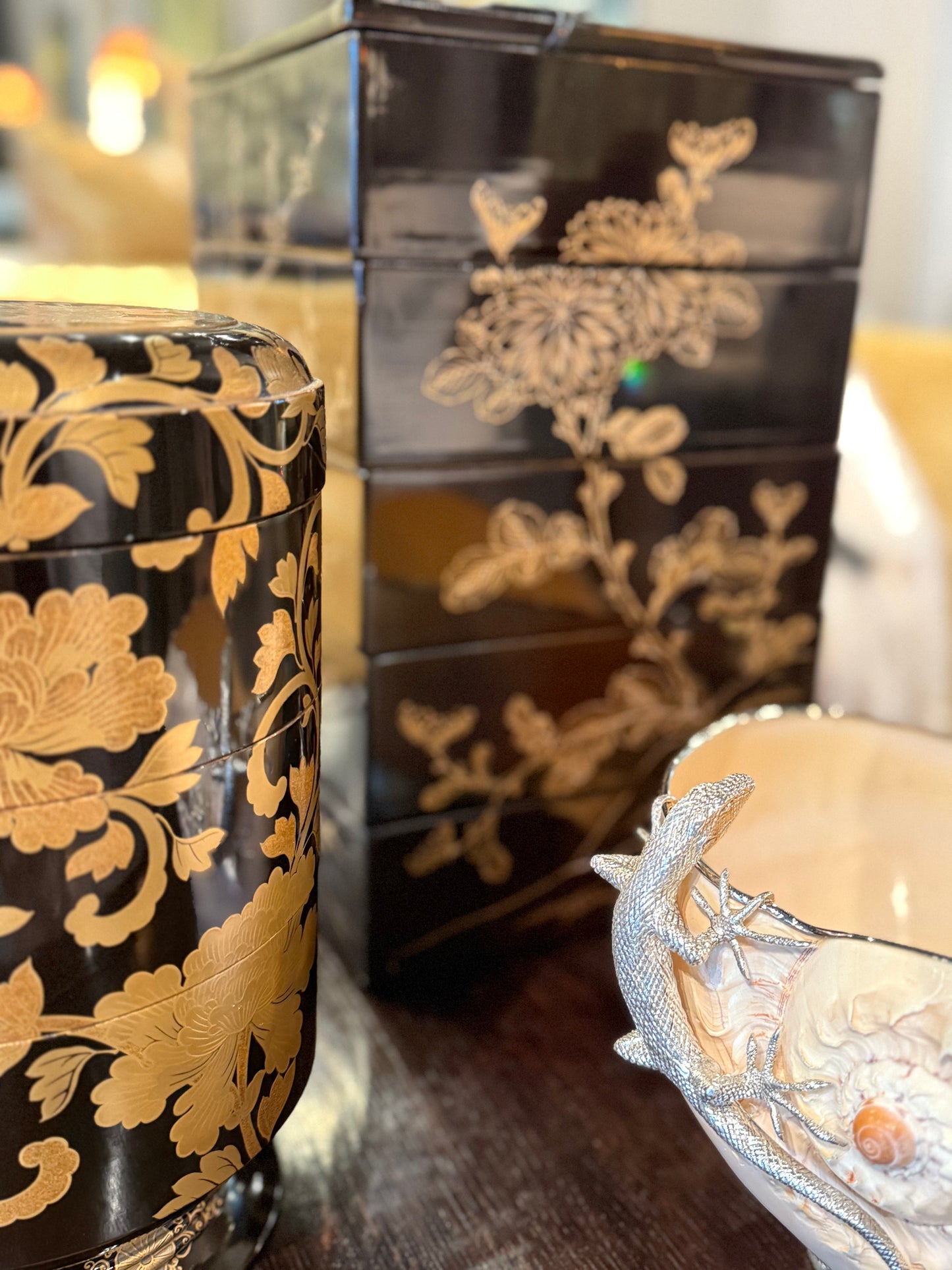 Asian Lacquered Bento Box Square