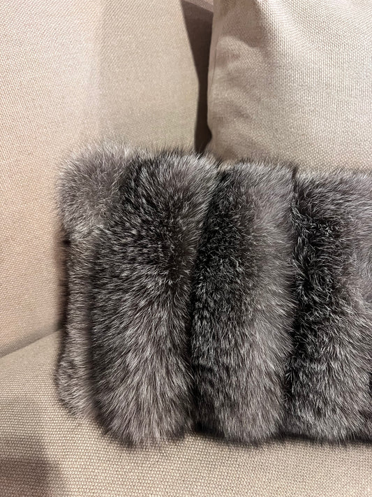 Ashy Colored Fox Fur Channeled Lumbar