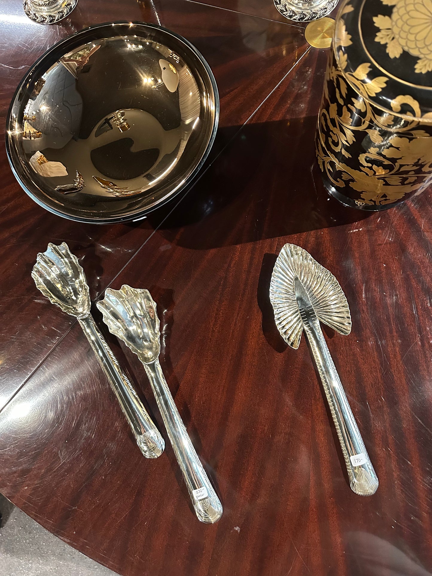 Pair of Oyster Shell Silver Serving Spoon