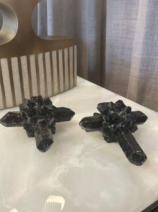 Small Black Crystal Cluster Cross