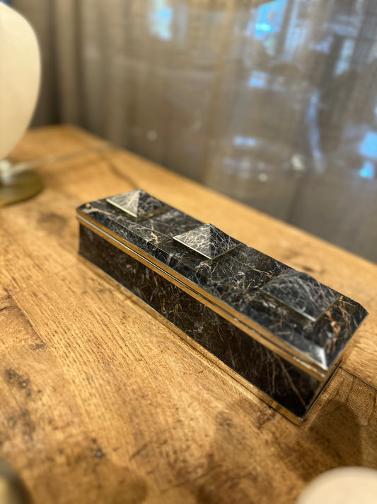 Rectangle Box with Alpaca Metal and Black Onyx