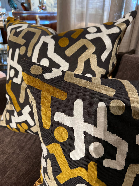 Custom Abstract with Gold Silk Back Throw Pillow