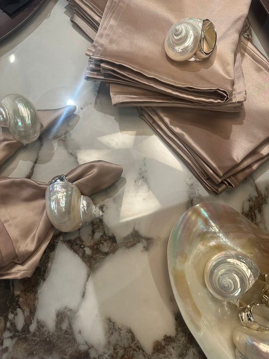 Pair of Shell and Silver Napkin Rings
