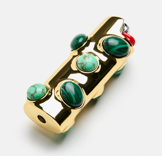 Malachite Lighter Case - Gold