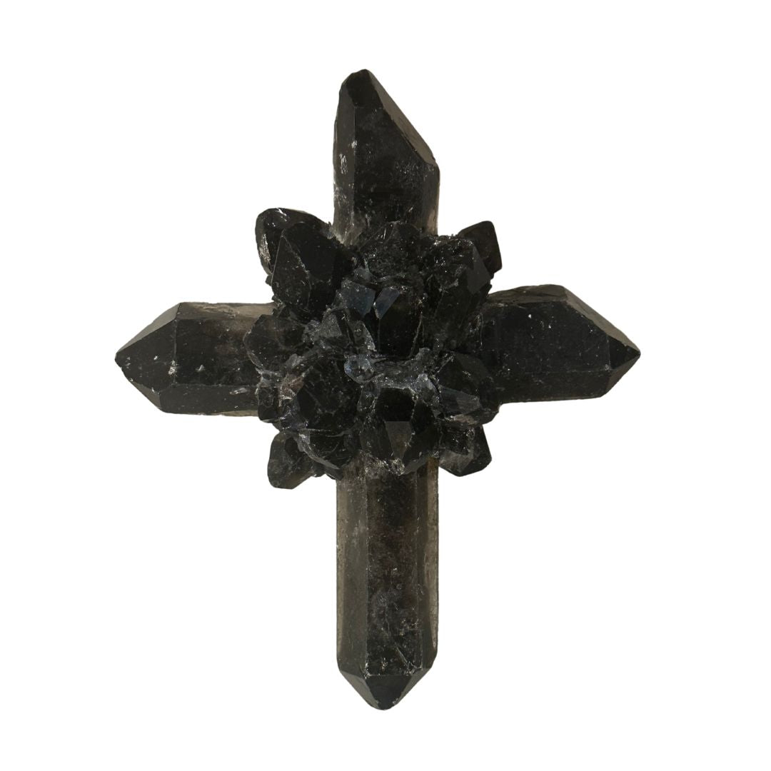 Small Black Crystal Cluster Cross
