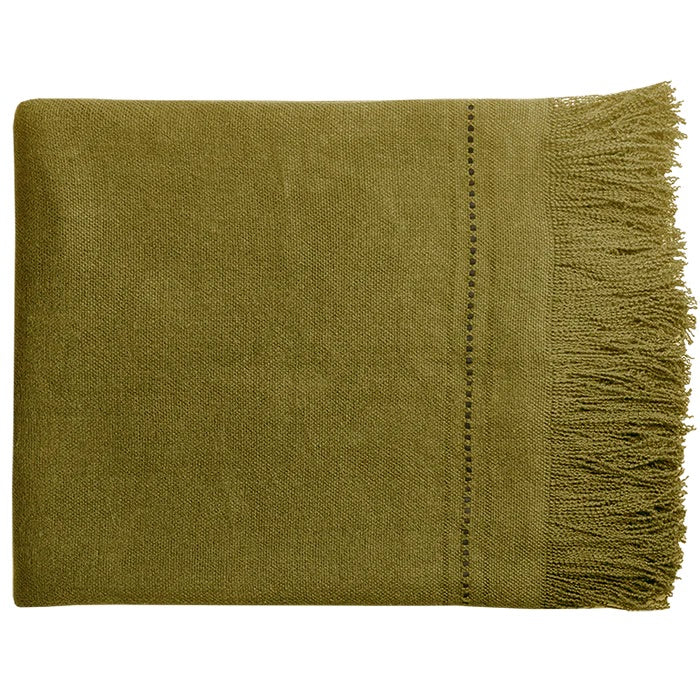 Italian Linen and Leather Fringe Throw