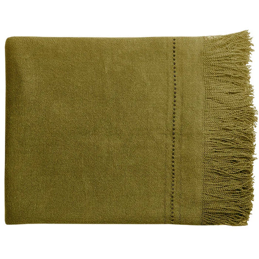 Italian Linen and Leather Fringe Throw